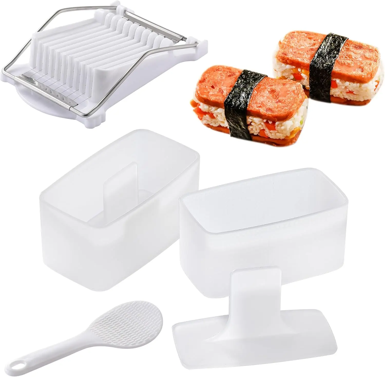 Musubi Press Molds, Musubi Mold Kit with Luncheon Meat Slicer and Rice Paddle, Sturdy and Easy to Make Musubi at  for Bento, Snacks, Party and Picnic