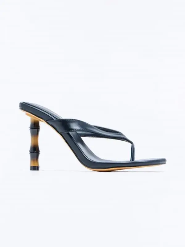 Madder Stiletto Thong Heels - Black