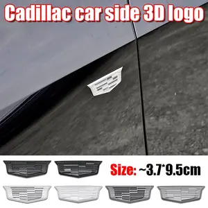 Cadillac Side Fender Emblem, Car Front & Rear Hood Logo Badge, Replaceable 3D Car Sticker, Exterior Modification Decal for Hood and Trunk, Vehicle Exterior Decoration