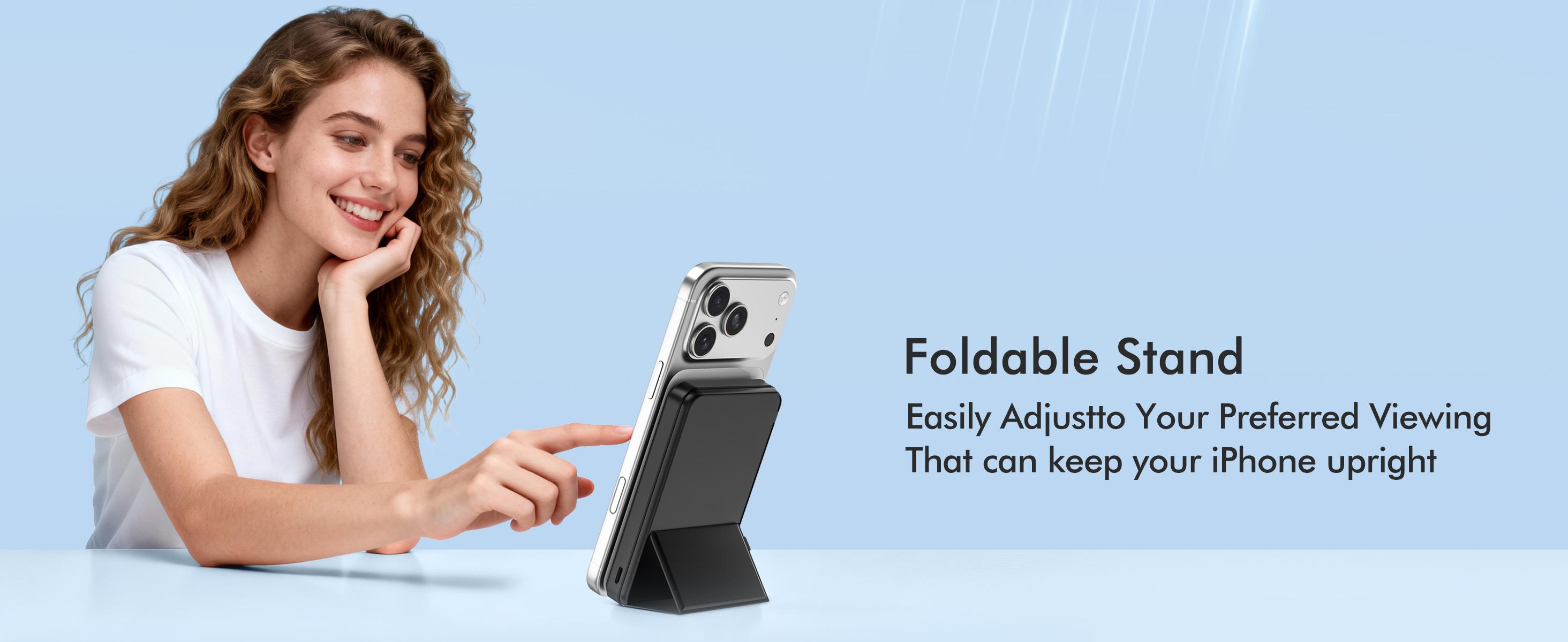 podoru for Magsafe Battery Pack, Foldable 10000mAh Magnetic Power Bank with USB-C Cable LED Display 22.5W PD Fast Charging Wireless Portable Charger for iPhone 17/16/15/14/13/12 Series-Black