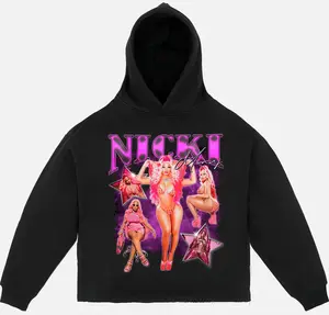Nicki Hoodie – GRAPHIC STREETWEAR Cotton Casual Crew Neck Slim-fitting Plain Floral Striped Black