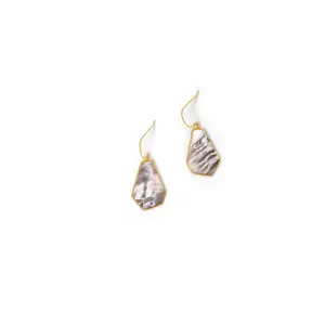 Celeste Jewelry Marbled Dangling Sterling Silver 925 Gold Plated Earrings