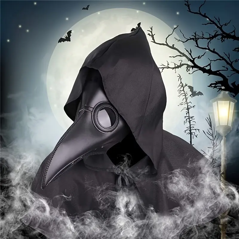 3-In-1 Plague Doctor Costume Set, Steampunk Mask with Hooded Cape, Face Covering, Halloween Cosplay, Perfect for Events