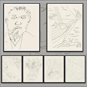 PIKPAKA Modern Simple Leisure Art H-Henri Matisse INS Poster Sticky Waterproof Wall Art High Quality Print Aesthetic Home Living Bedroom Decor Trendy Room Decoration Easy-To-Apply Gift Durable