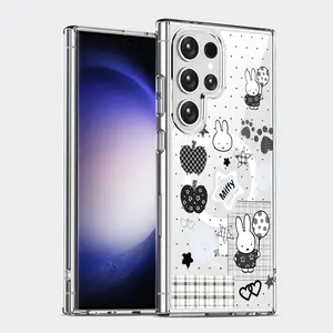 Cute Bunny Pattern Clear Wireless Charging Military-Grade Protection Shockproof Slim Magnetic Phone Case for Samsung Galaxy S25 S24 Ultra S23 S22 Plus Edge FE A14 A15 A16 A35 A36 A54 A56 Note20ultra