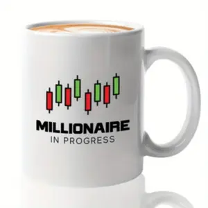 1pc 11oz Millionaire in Progress Stock Trader Coffee Mug White with Green & Red Chart Design Perfect for Day Traders Brokers and Crypto
