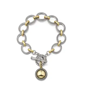 MYTYS Stunning Circle Link Bracelet with Golden Charm Elegant Design for Women Fashion Jewelry Gift for Adults