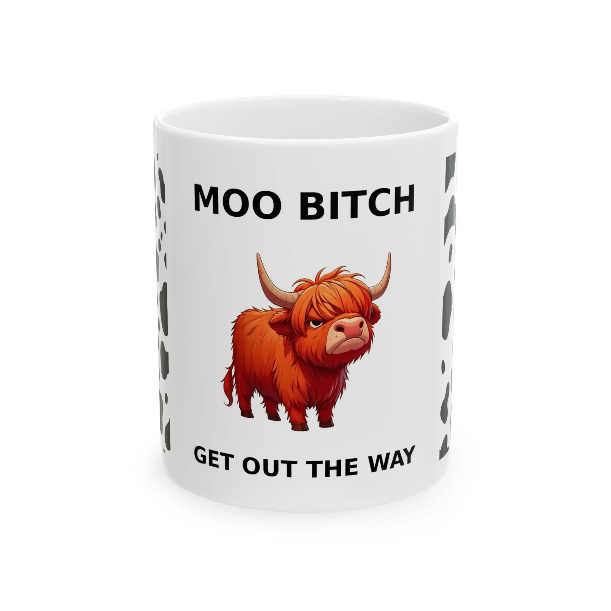 Moo Bitch Highland Cow Mug | Cow Spot Ceramic Coffee Cup