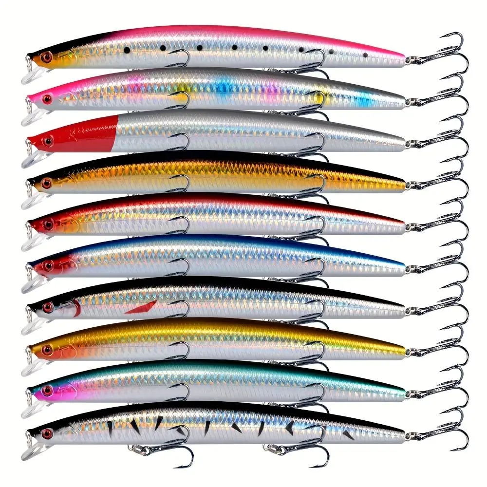 10pcs Bionic Fish Bait With Laser Eye Sea Fishing Lure Minnow- Artificial Hard Bait With Triple Hook- Suitable For Both Saltwater And Freshwater Fishing- Perfect For Catching More Fish, Holiday Gifts