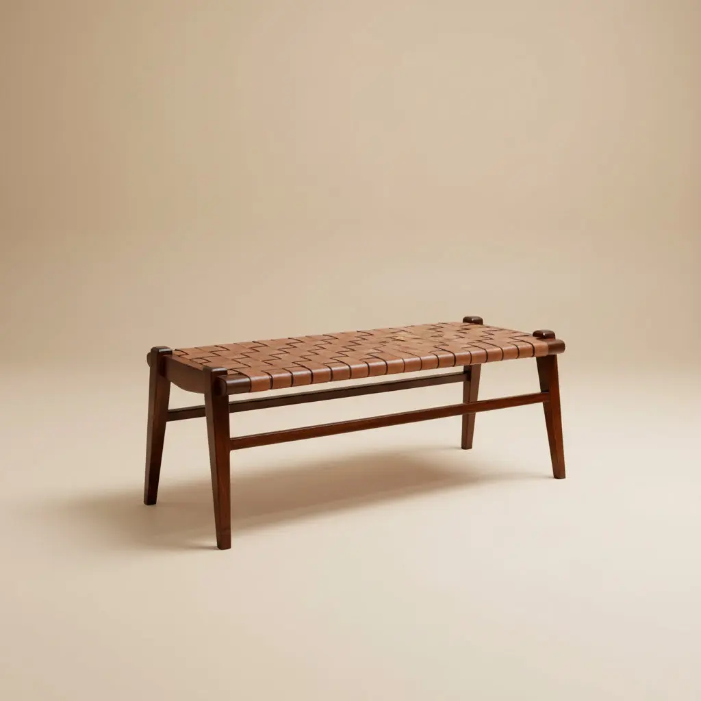 Salazar Tan Leather Bench Salazar Tan Leather Bench