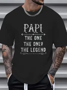 100% Cotton Papi The One The Only The Legend Father's Day Gift For Papi T-Shirt, Western Outfits Shirts Men's Graphic Tees Top