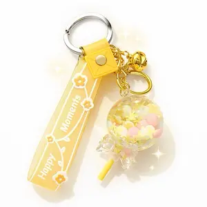 Resin Yellow Lollipop Keychain, Cute Snack-Themed Candy Accessory