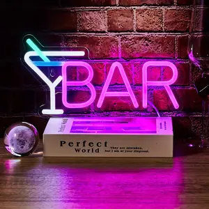 USB Powered Neon Sign Light, Creative Cocktail Design Neon Light, Decorative Neon Sign Light for Home Party & Bar & Kitchen