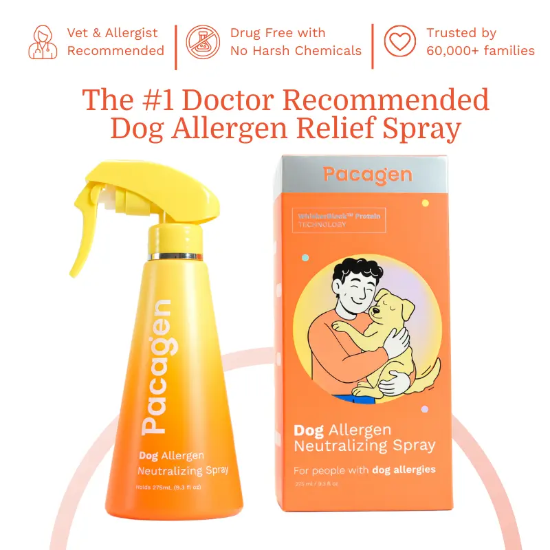 PACAGEN Dog Allergen Neutralizing Spray for Home Use - Neutralizes Dog Allergens on Contact - Allergist Recommended