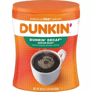 Dunkin' Original Blend Medium Roast Decaf Ground Coffee Canist-30oz Instant Beverage
