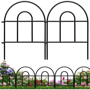 Decorative Garden Fence, 21.67ft(L) x 17in(H) Metal Fencing, 20 Pack, Black, Classic Style,  Barrier, Garden Border