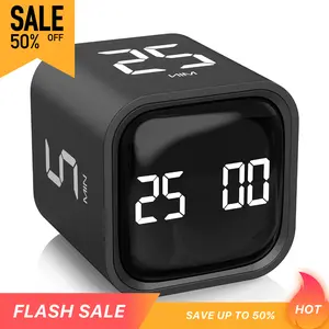 Portable Rotating cube Timer 5,30,10,60 Minutes Preset,Desk Productivity Flip Timer,ADHD Tool Cube Countdown Stopwatch,Vibration/High/Low Volume/Custom Modes,for Work,Study,Back to School, Kitchen timer Lightweight Silent Adjustable Rotary Desk Timer