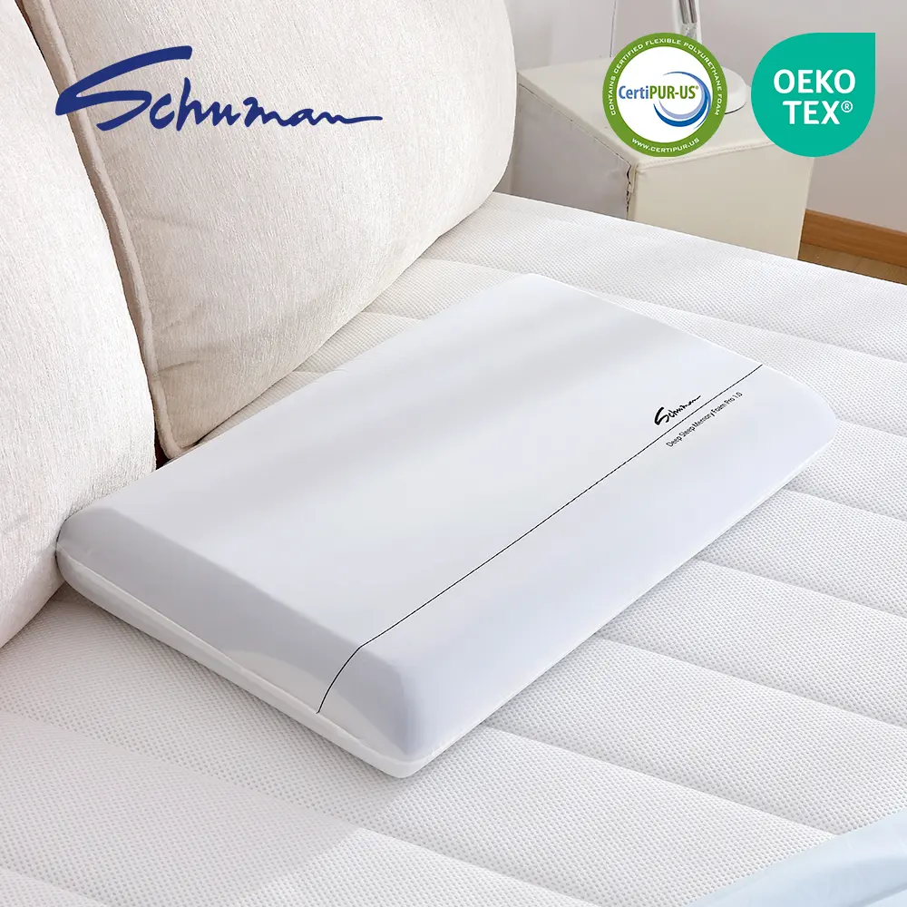 Schumann Energy Memory Foam Pillow - Ergonomic Neck Support Pillow with 2 Sizes Available, Breathable Silky Fabric, Cooling Cool-Touch Effect, Skin-Friendly Safe Material for Insomniacs' Deep Peaceful Rest, Two Sizes Available