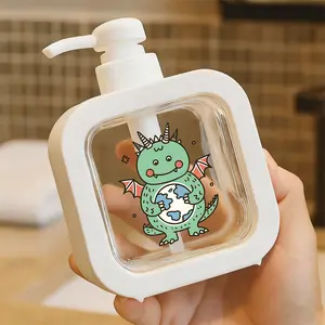 Cute Cartoon Green Dragon Hand Pump Dispenser - Plastic Refillable Soap Dispenser for Bathroom & Kitchen, Ideal for Hand Wash, Cleaning Liquid, Home Decor, Cat Lovers Gift