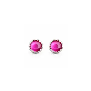 Sterling Silver Pink Sapphire Stud Earrings