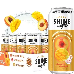 Shine Water Peach Mango Vitamin D Electrolyte Drinks 12-Pack, Sugar Free Flavored Water with Magnesium, Zinc & Antioxidants, Low Calorie Hydration Beverage, Plant-Based Vitamin Water Zero Sugar