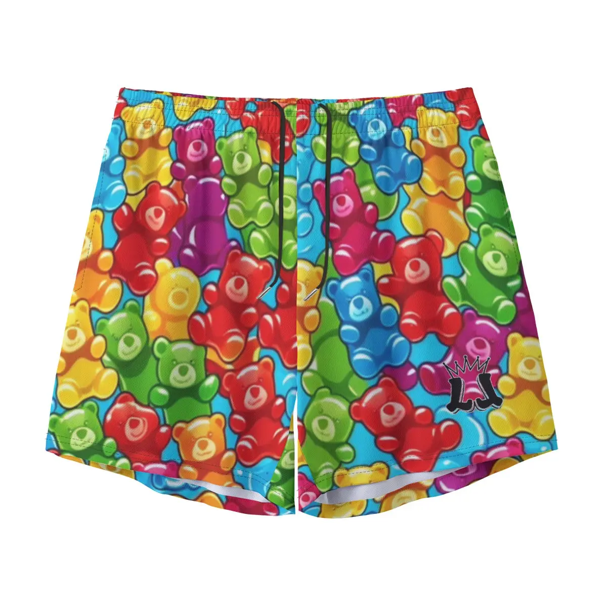 Menswear Adult Mesh Shorts - Gummy Bear Edition, Elastic Fabric, Pockets, Secure Fit