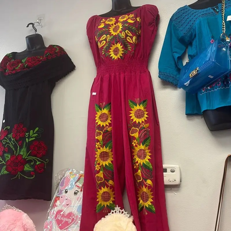 Sunflower Embroidered Maxi pants- Vibrant Red & Blue Options - Perfect for Festive Outfits