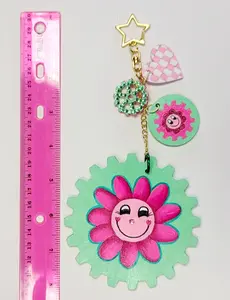 Handpainted Pink/Aqua GEAR Girls Backpack Charm Set - SALE!