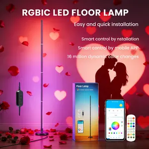 DAYBETTER New Corner Floor Lamp Model 1 Pack & 2 Packs Smart RGB LED with App Remote Control 16 Million Colors 68 Scene Music Sync Timer Setting Ideal for Living Rooms Bedrooms Gaming Rooms Colorful Lights