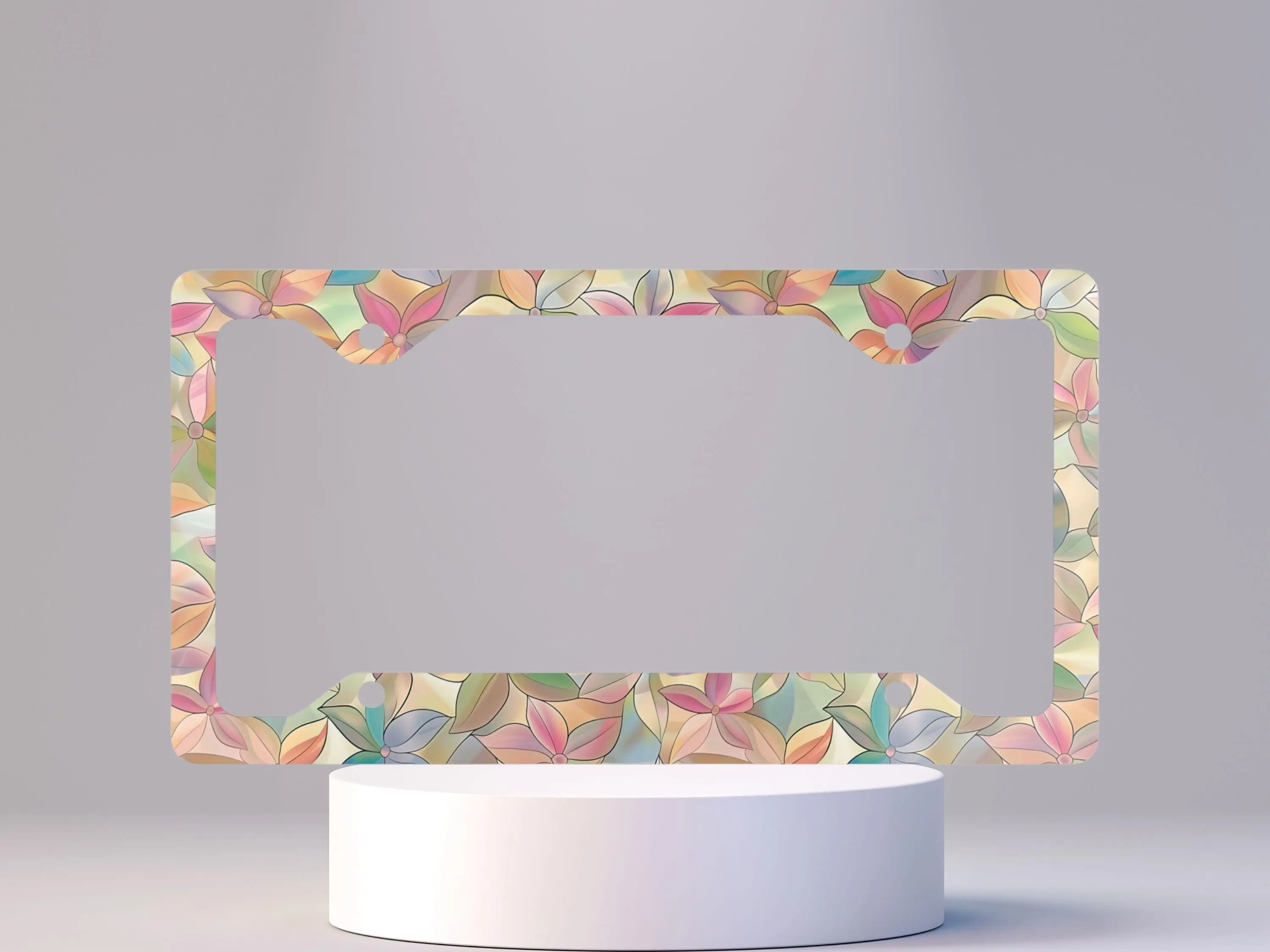 Stained Glass Car License Plate Frame, Automotive Registration Plate Holder, Car Decor Gift