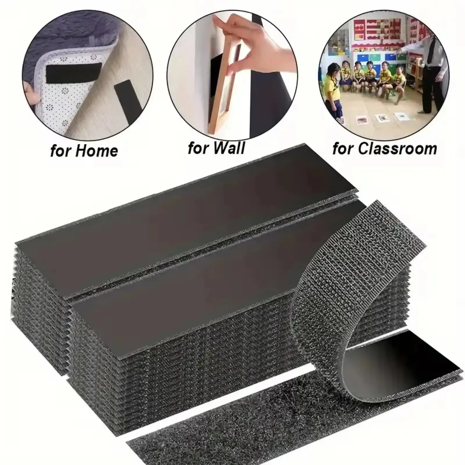 [TikTokShopBackToSchool]100Pcs Heavy Duty Water-Resistant Reusable Self-Adhesive Double-Sided Hook-and-Loop Strips - Mounting Tape for Home Decor, Wall Hanging Picture Frames, Cable Organization (DIY Home Use, Office)-homeessentials Organiser