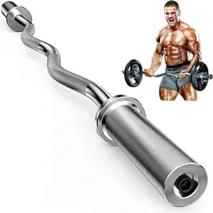 EZ Curl Barbell Bar, 47" EZ Curl Bar For Weight Lifting, Biceps, Triceps, Back/Leg Muscle Group Exercise,Chrome Curling Bar For 2 Inch Weight Plates