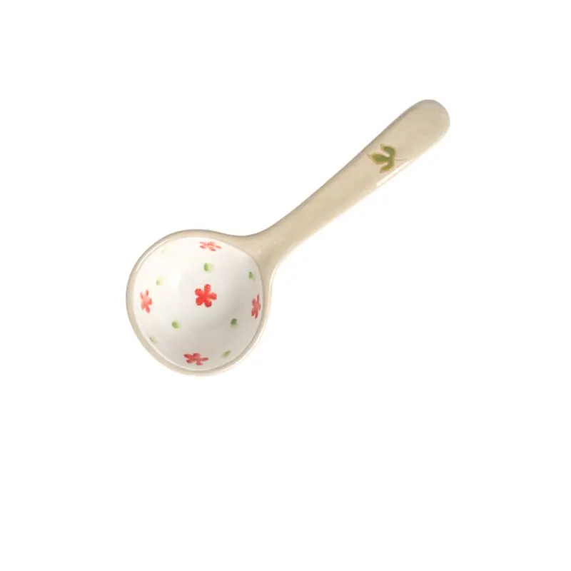 Hand-Painted Ceramic Soup Spoon, Food-Grade Long Handle, Cooking Spoon, Elegant Serving Spoon, Two Sizes Available, Utensils