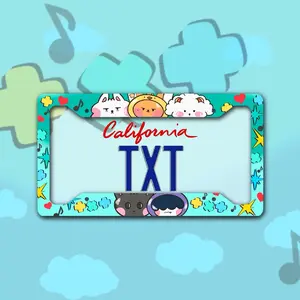 Moiraibtshop Cute TXT Inspired License Plate Frame Holder - Aluminum Material - Decor Signs Photo for Car - Fits USA License Frame 6.5" x 12.25" - Handmade Unique Design