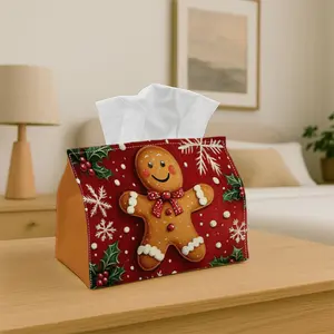 1PC Christmas Tissue Box Holder  Gingerbread Man Red Snowflakes Christmas - Multifunctional Napkin Dispenser for Home, Party, Car  Decor - Decorative Tissue Paper Organizer, Living Room, Bedside Table - Compatible with Tissues/Roles/Sheets