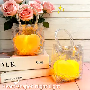 Cartoon love-shaped night light includes a gift bag and raffia grass, grassbedroom decoration ambient light, luminous toy, gift ornament