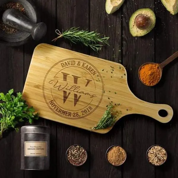 Custom Chopping Board made from Organic Bamboo | Dual Purpose Food Prep & Display Board | Tested & Approved by US-FDA