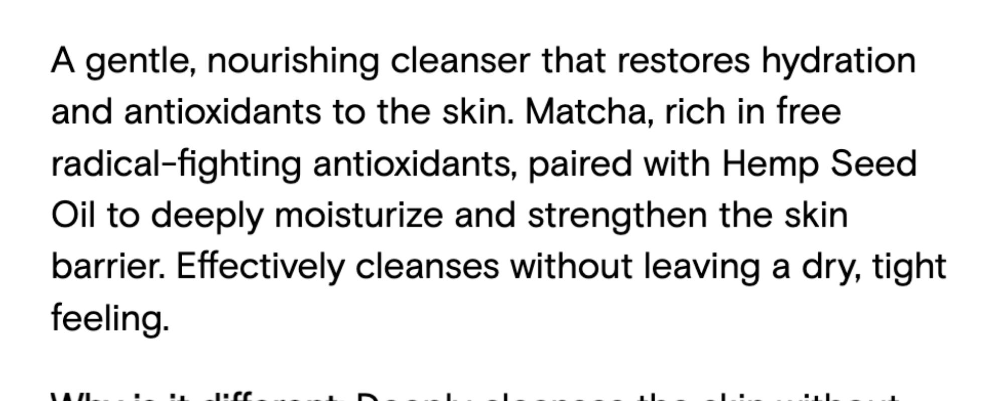 Matcha Hemp Hydrating Cleanser