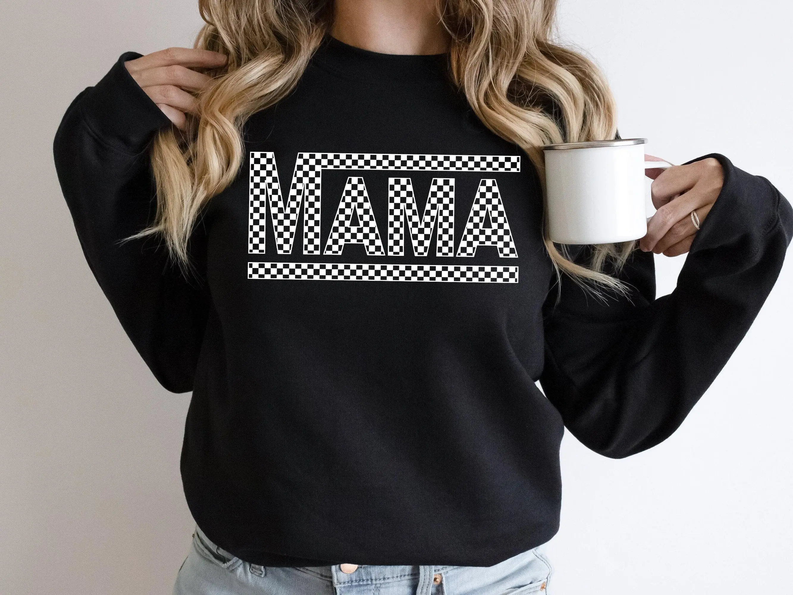 Checkered Retro Mama Sweatshirt, Mother's Day Gift, Retro Mama Sweatshirt,Checkered Sweatshirt,First Mothers Day Gift, Mom Life,New Cool Mom