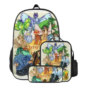 3pcs set Anime Wings of fire Backpack Set Print Casual Wings of fire set backpacks Wings of fire stuff women Laptop Backpack With Lunch Bag  And Pencil for gifts