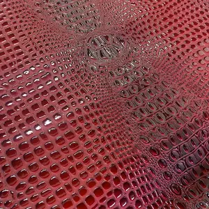 Fire red Swamp 3D Croco  embossed Vinyl Leather Faux vinyl fake upholstery apparel bags fabrics