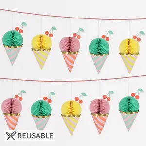 Ice Cream Honeycomb Garland