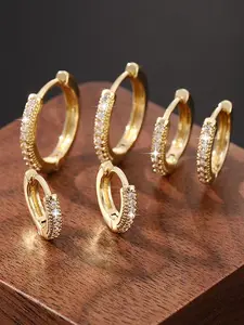 WANGXY 14K Gold Plated 3-Pair Gold Hoop Earrings Set | Cartilage Helix Huggie Hoop Pack for Women Men Lightweight Stackable Earrings
