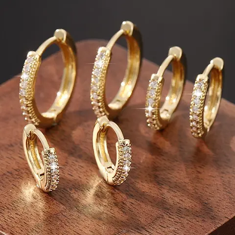 WANGXY 3-Pair Gold Hoop Earrings Set | Cartilage Helix Huggie Hoop Pack for Women Men Classic Earrings