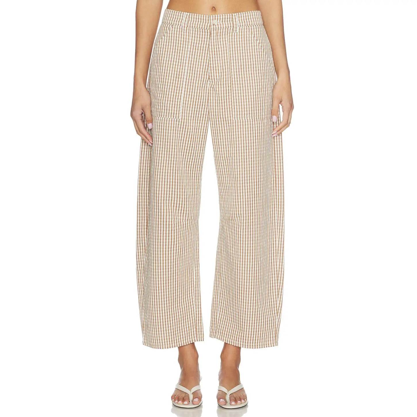 LNA Cross Creek Check Pant in Brown Check