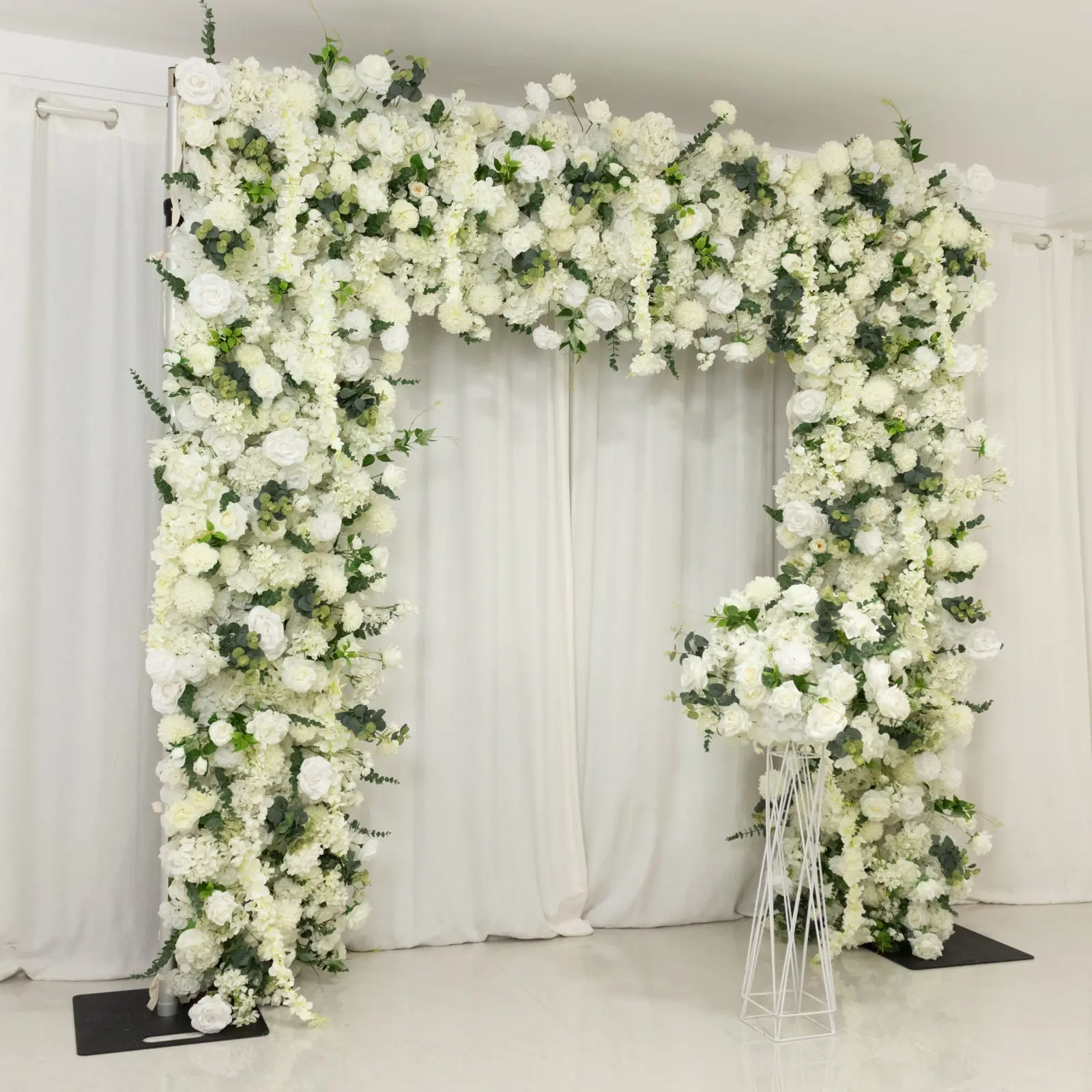 8ftx8ft Roll Up Floral Backdrop with Fabric Backing for Arch Stand - Artificial Silk Roses, Hydrangeas, Chrysanthemums Floral Mix Flowers, Single Unit Wedding Decor Home Supplies