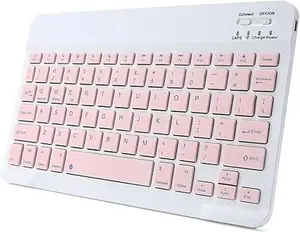 Bluetooth Keyboard for iPad, Rechargeable Slim Portable Wireless Keyboard for iPad Tablets, Compatible for All iOS/Windows/Android System Devices-Pink