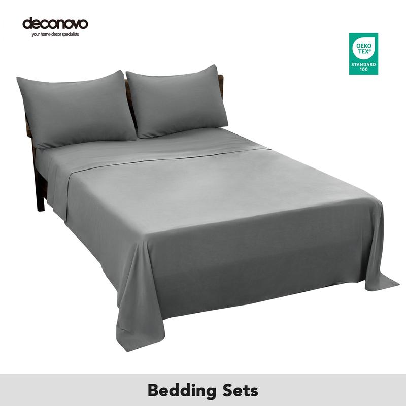 Deconovo Bedding Sets, Modern Bedding Sets, 1 Fitted Sheet, 1 Flat sheet & 2  Pillowcase cases, Soft Comfy Bedding Set, Bedroom Accessories
