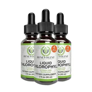 3pack Benevolent Natural Chlorophyll Liquid Drops - 4-Month Supply Healthcare Supplement, Internal Deodorizer, Radiant Skin Support, Potent Extract with Rich Antioxidants, Minty Flavor