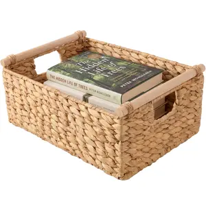Best Choice Products Wicker Storage Basket, Shelf Basket w/ Wooden Handles, Rectangular Storage Bin Best Choice Products Wicker Storage Basket, Shelf Basket w/ Wooden Handles, Rectangular Storage Bin